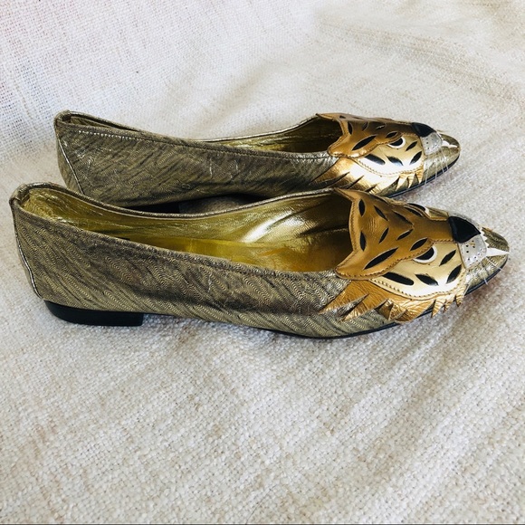 Enzo Of Roma Gold Tiger Flats - Picture 4 of 4